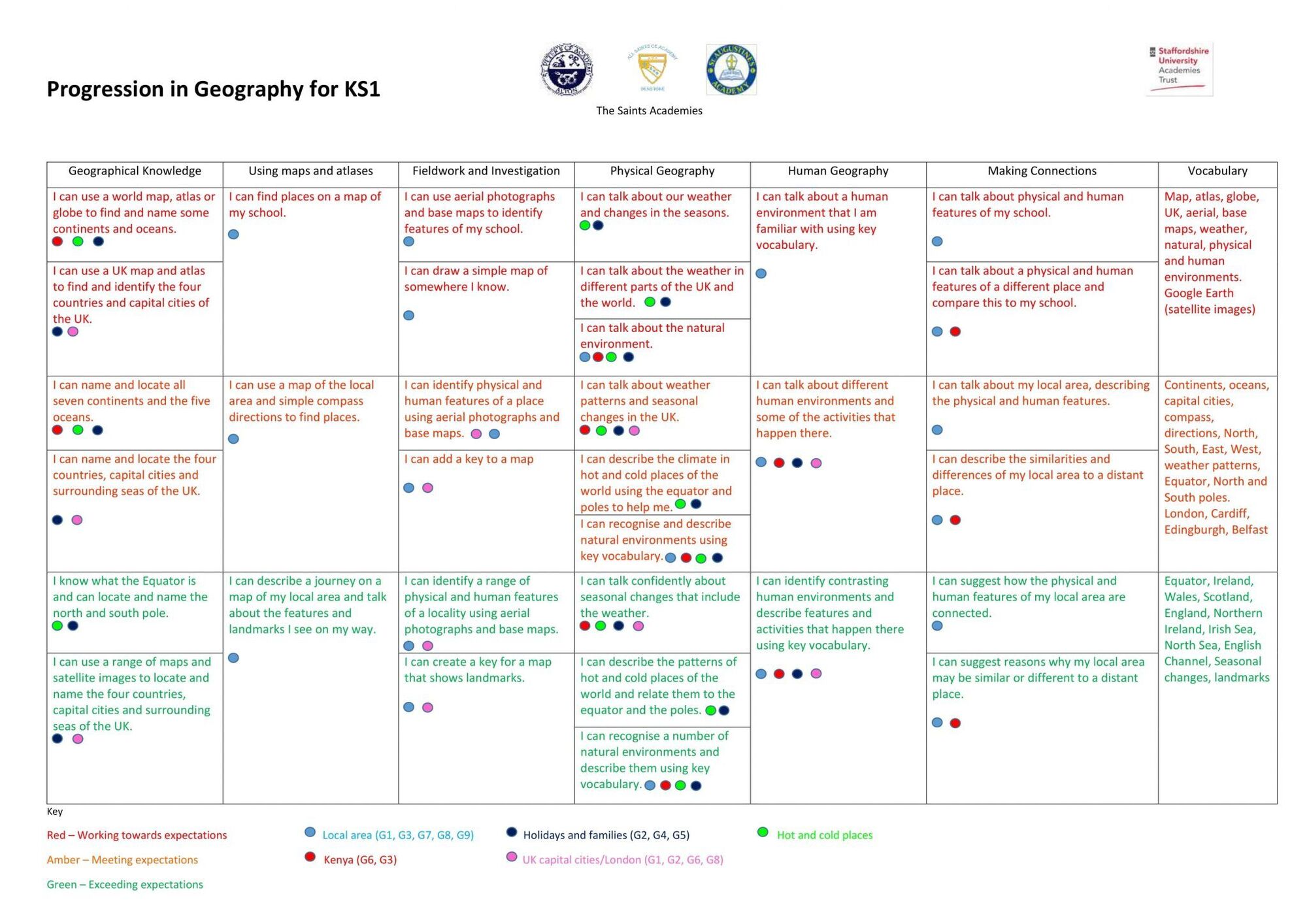 Geography Progression Documents St Augustine’s CE Academy